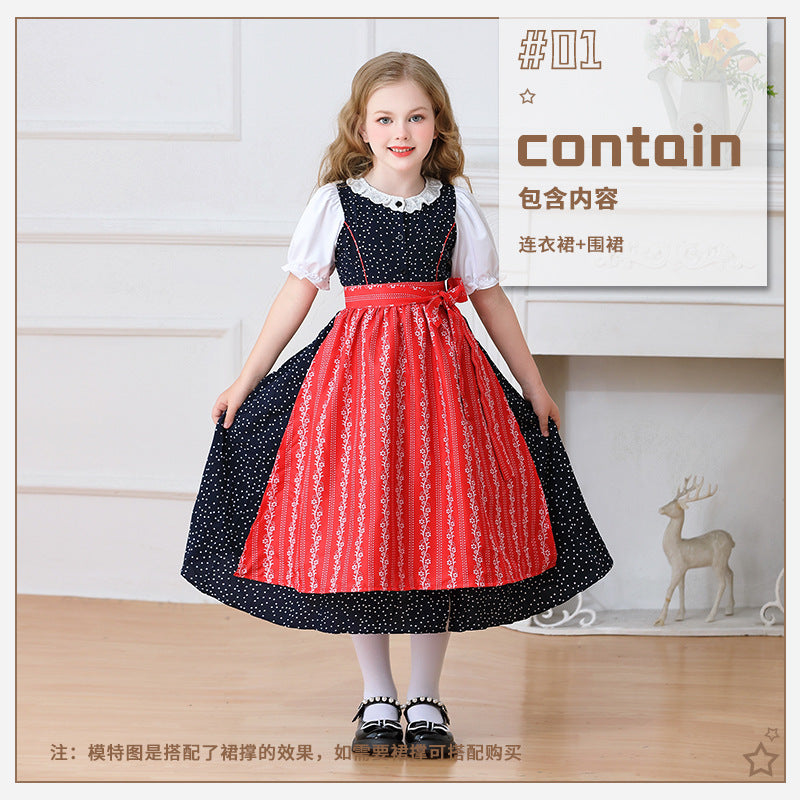 Damen nan traditionelles Dirndlkleid für Mädchen mit abnehmbarer Schürze Drune