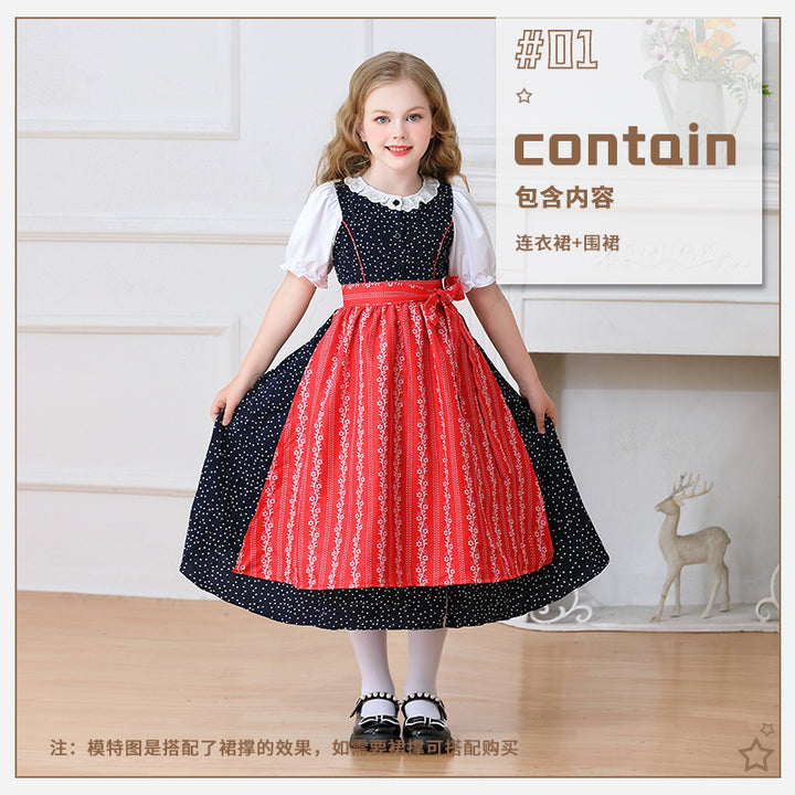 Damen nan traditionelles Dirndlkleid für Mädchen mit abnehmbarer Schürze Drune