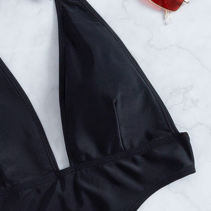 Damen Cut-Out Badeanzug mit tiefem V-Ausschnitt und seitlichen Einschnitten Drune