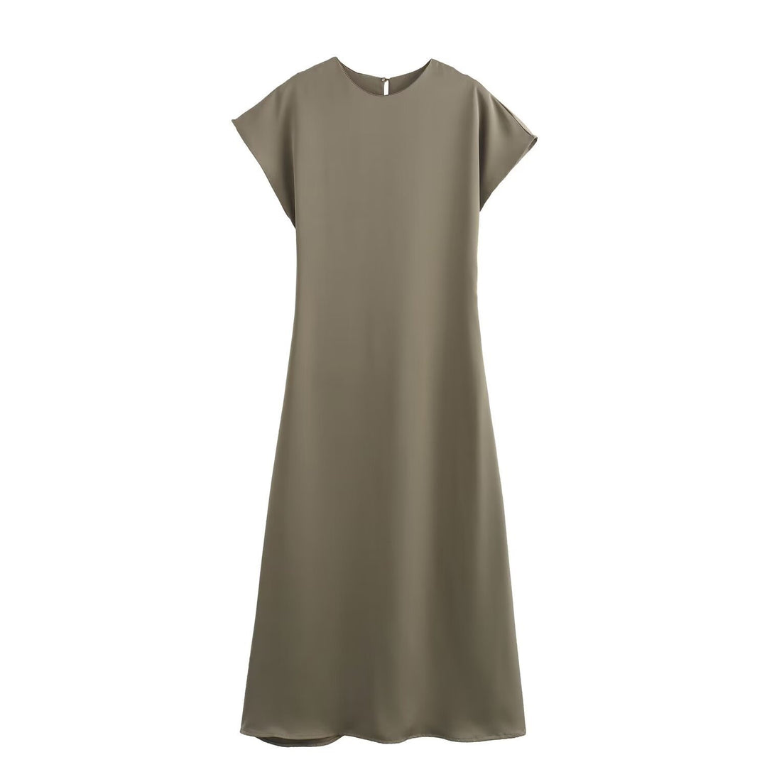 Damen elegantes Maxikleid mit fließendem Schnitt und modernem V-Ausschnitt Drune