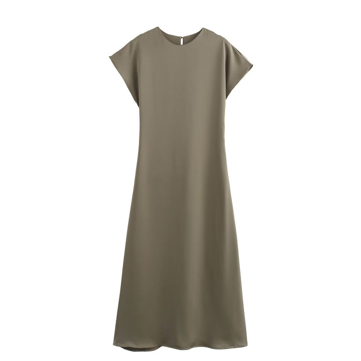 Damen elegantes Maxikleid mit fließendem Schnitt und modernem V-Ausschnitt Drune