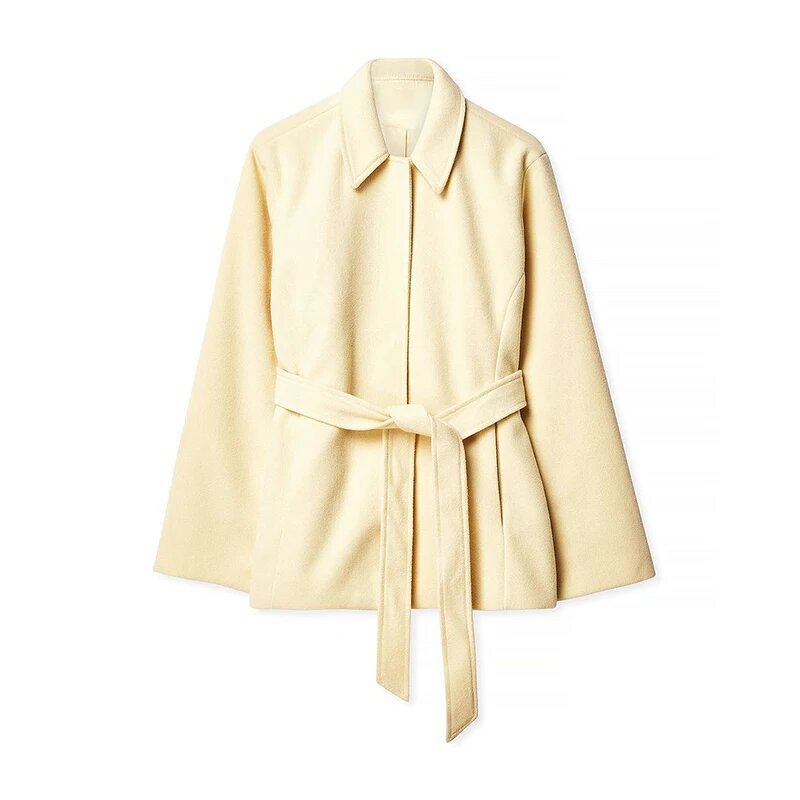 Damen modische Wickeljacke mit hochwertigem Material und Taillengürtel Drune