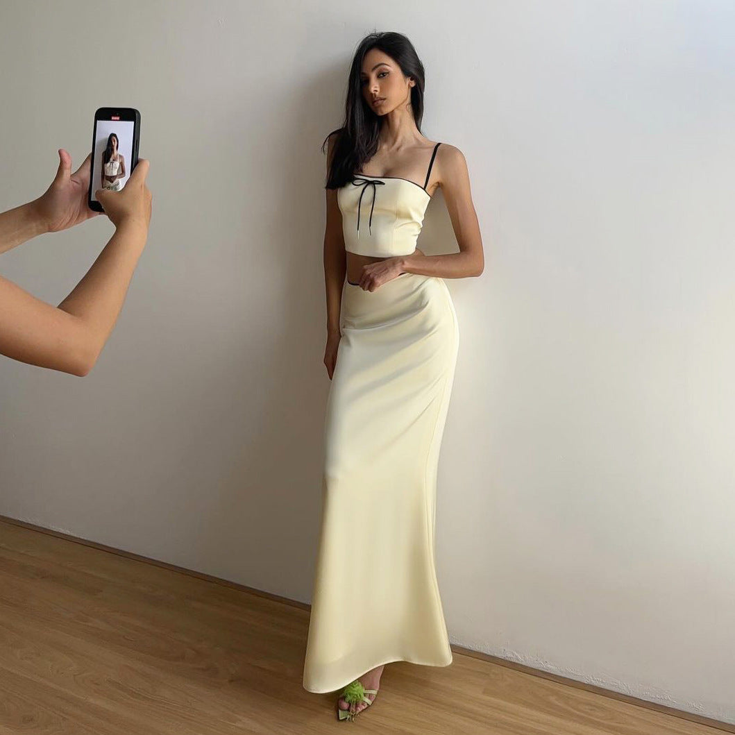 Damen Glamouröses Satin-Kleid mit Spitzendetails Drune