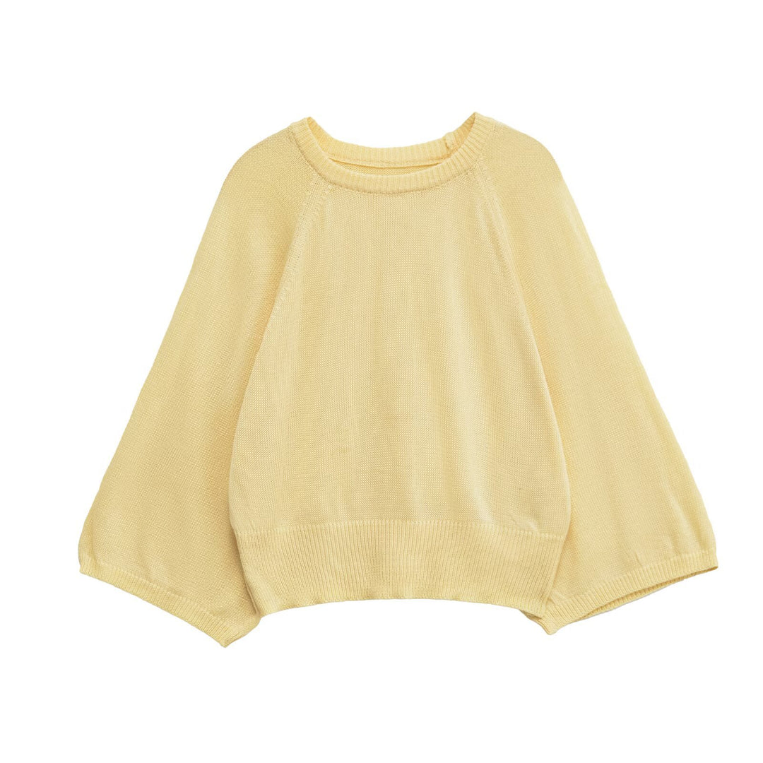 Damen lässiger Pullover mit weiten Ärmeln und Rundhalsausschnitt Drune