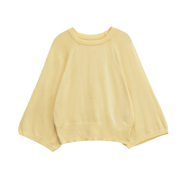 Damen lässiger Pullover mit weiten Ärmeln und Rundhalsausschnitt Drune