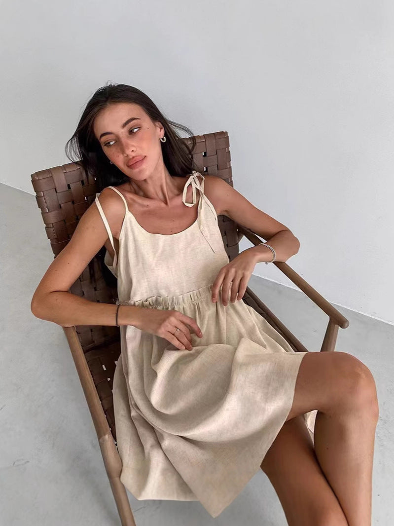 Damen luftiges Sommerkleid mit verstellbaren Trägern und lockerer Silhouette Drune