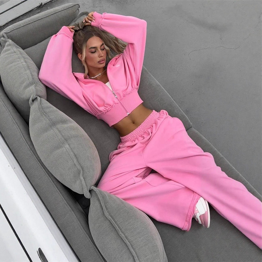 Damen lässiges und modisches Pucksack-Set mit cropped Oberteil Drune