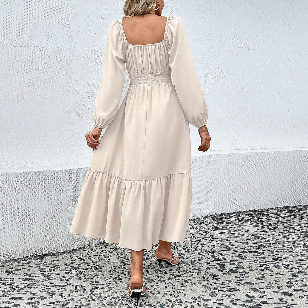 Damen Midi-Kleid mit schmeichelnder Taillierung und eleganten Rüschen Drune