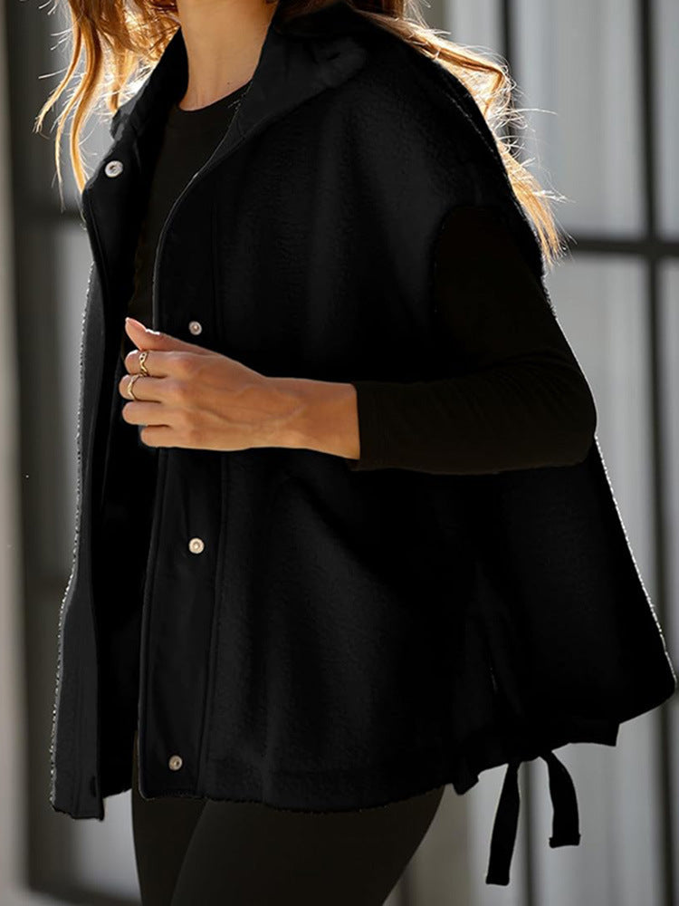 Damen Oversized Fleecewestenjacke mit seitlichen Eingrifftaschen und Druckknopfverschluss Drune