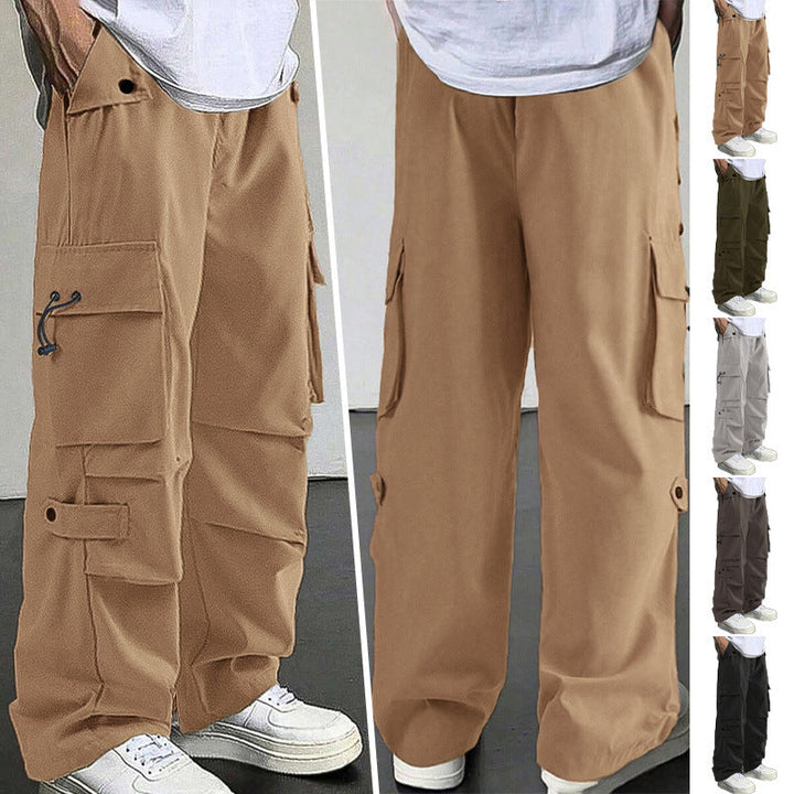 Herren nan baggy Cargohose mit utilitarischen Klapptaschen, Kordelzugbund und verstärkten Nähten Drune