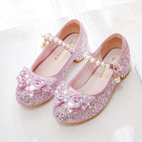 Mädchen Glitzernde Ballerinas mit dekorativen Strass- und Perlenschleifen Drune