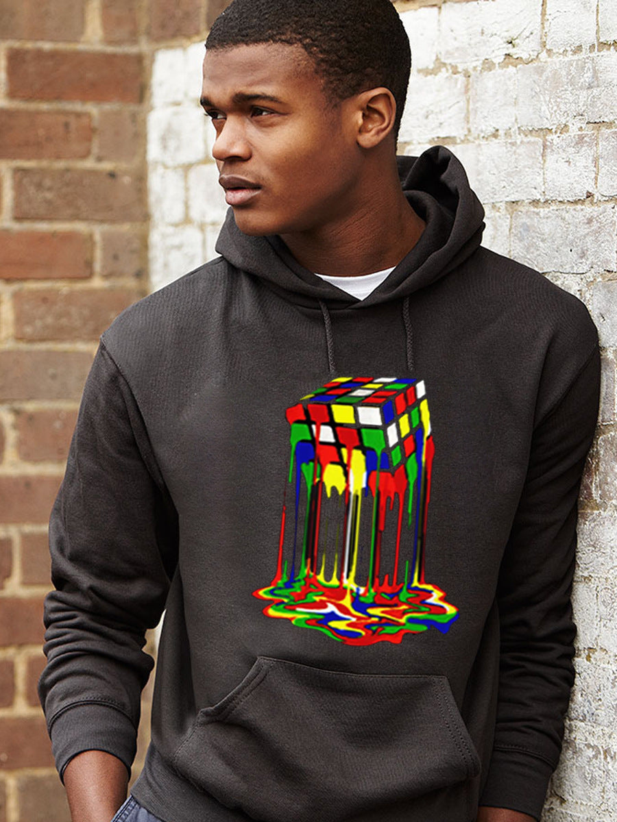 Herren Kapuzenpullover mit kreativem Rubik's Cube Grafikdruck Drune