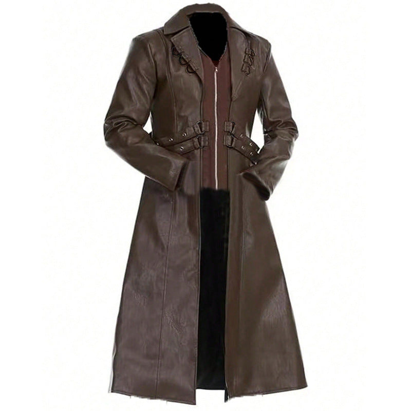 Damen elegante Lederjacke mit dekorativen Schnallen Drune