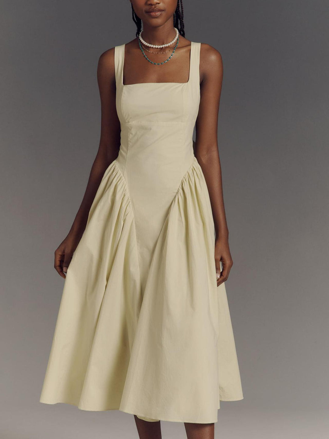 Damen Midi-Kleid mit weitem Rock Drune