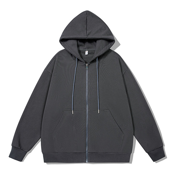 Unisex oversized Kapuzenjacke mit ausladendem Schulterschnitt, durchgehendem Reißverschluss und French-Terry Drune