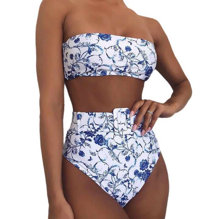 Damen Bandeau-Bikini mit hochtaillierten Hosen Drune
