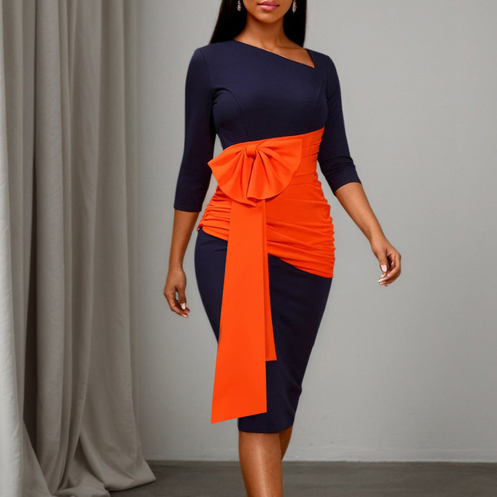 Damen Effortlessly Chic Kleid mit asymmetrischem Design und voluminösem Rüschenelement Drune