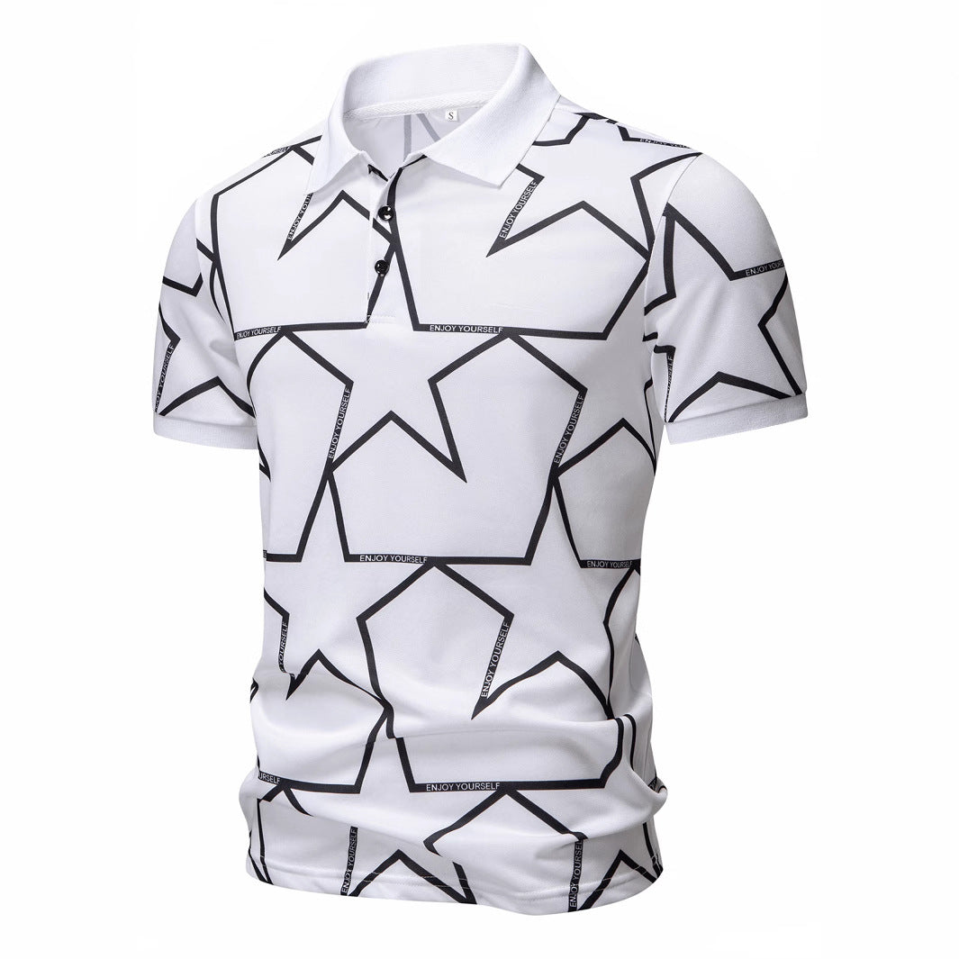 Herren Poloshirt mit modernem Sternen-Design und atmungsaktiven Materialien Drune