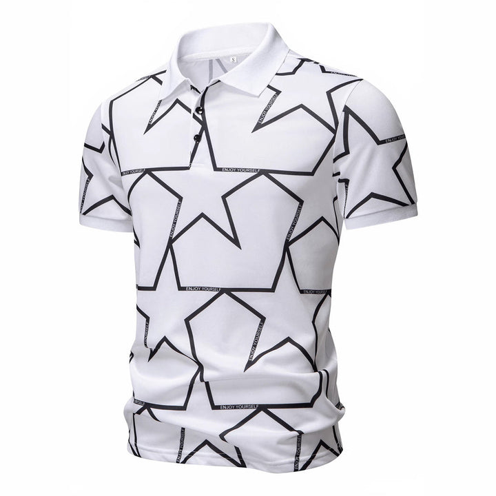 Herren Poloshirt mit modernem Sternen-Design und atmungsaktiven Materialien Drune