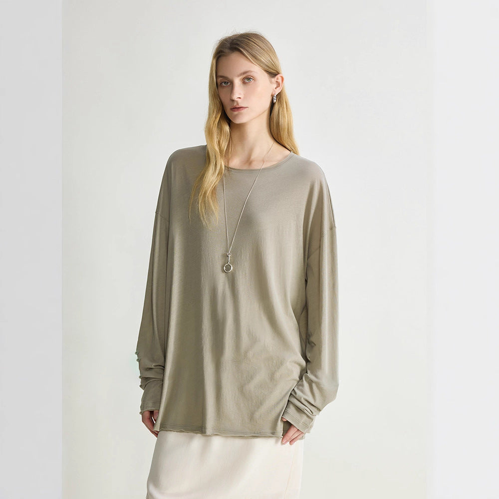 Damen lässiges Langarmshirt aus hochwertigem Baumwollmix Drune