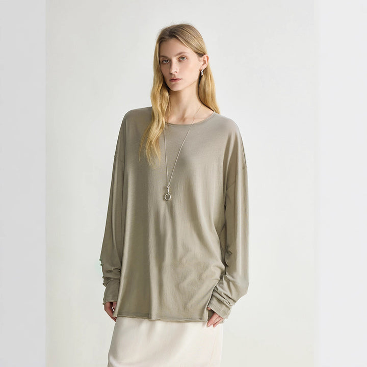 Damen lässiges Langarmshirt aus hochwertigem Baumwollmix Drune