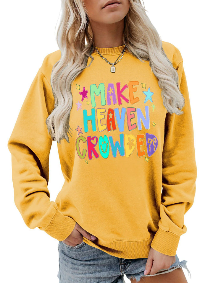 Damen Sweatshirt mit buntem Motiv und verspieltem Schriftzug Drune