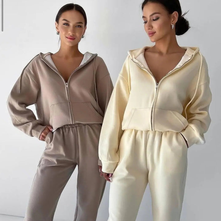 Damen bequemer Fleece-Jumpsuit mit Reißverschluss Drune