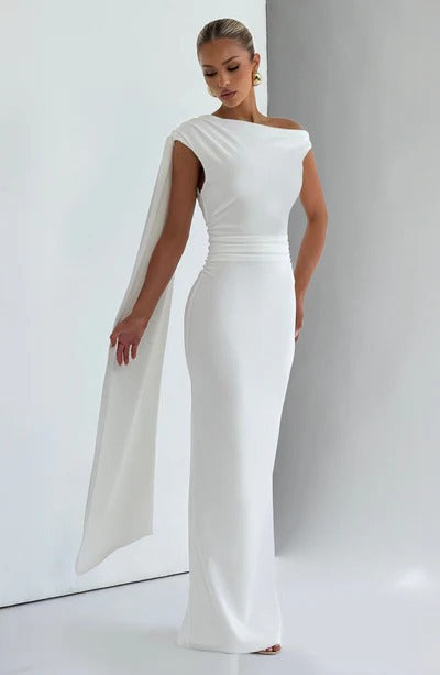 Damen Elegantes Langes Abendkleid mit Ein-Schulter-Design Drune