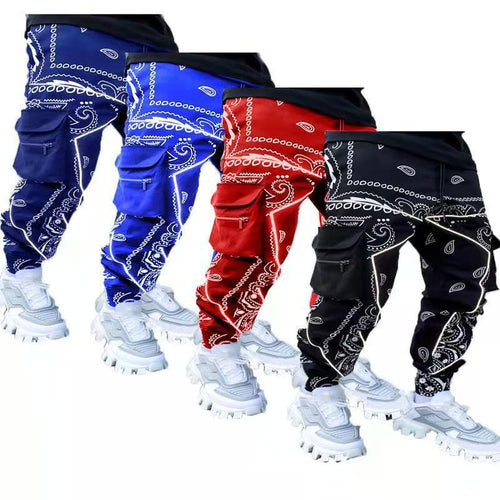 Herren nan Bandana-Cargo-Jogginghose mit Kordelzug und elastischen Bündchen Drune