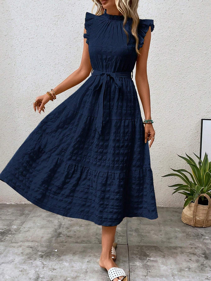 Damen Wickelkleid mit Rüschendetails und erzählt Kleidersaum Drune