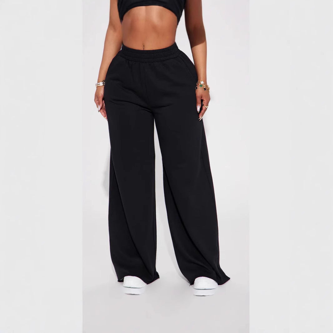 Damen nan weite High-Waist Loungehose mit elastischem Bund und praktischen Seitentaschen Drune