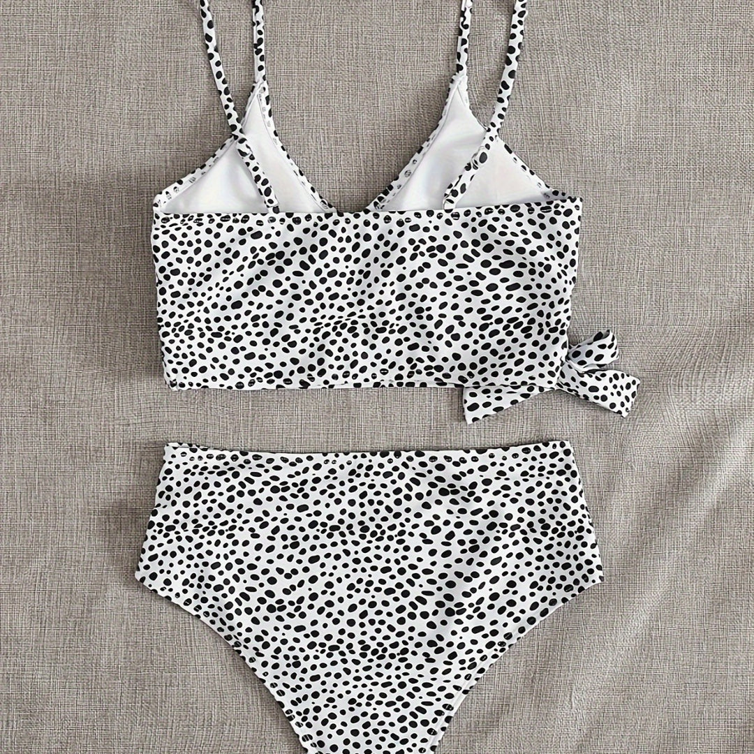 Damen Wickel-Bikini-Set mit hohem Bund und eleganten Polka Dots Drune