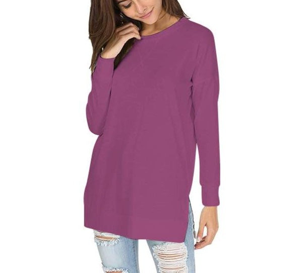 Drune | Einfarbiges Rundhals-Casual-Top
