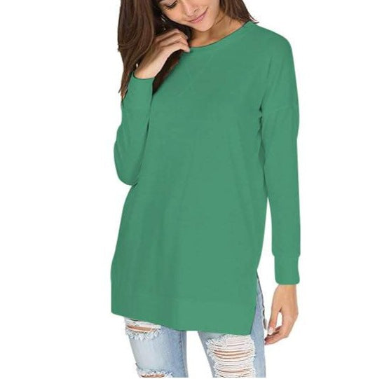 Drune | Einfarbiges Rundhals-Casual-Top