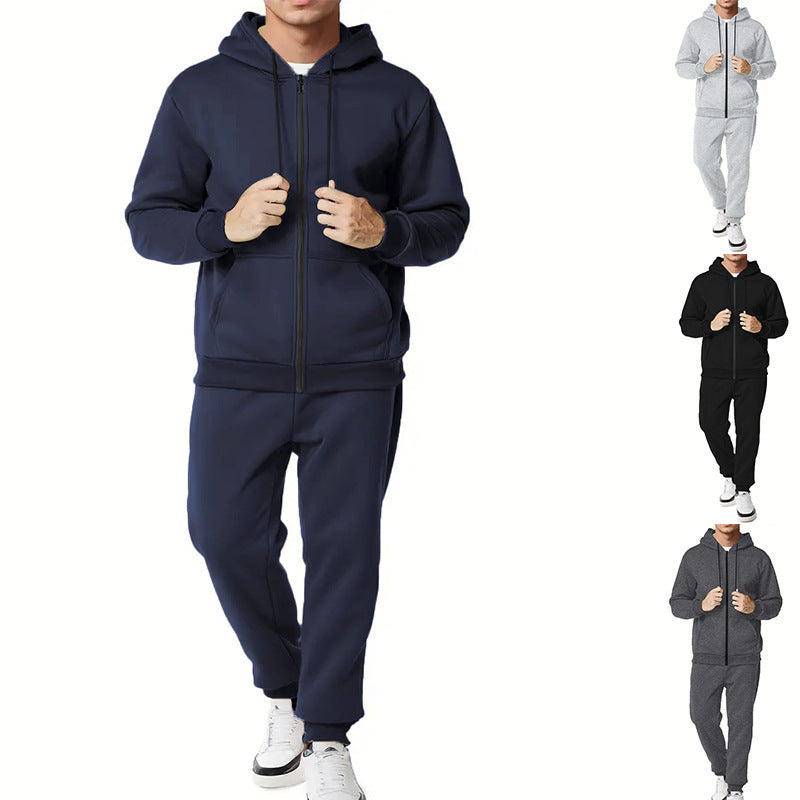 Herren nan zweiteiliges Zip-Hoodie und schmal zulaufende Jogginghose aus French Terry Drune