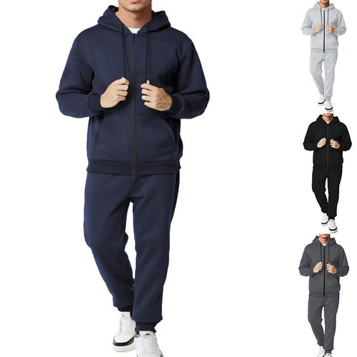 Herren nan zweiteiliges Zip-Hoodie und schmal zulaufende Jogginghose aus French Terry Drune