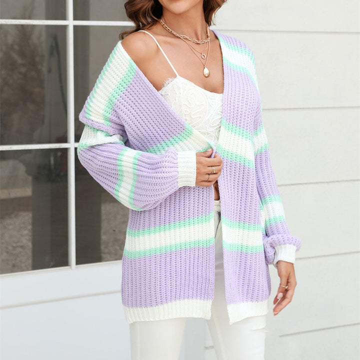 Drune | Cardigan mit Streifen Weiche Strickware Lässiger und Farblicher Look