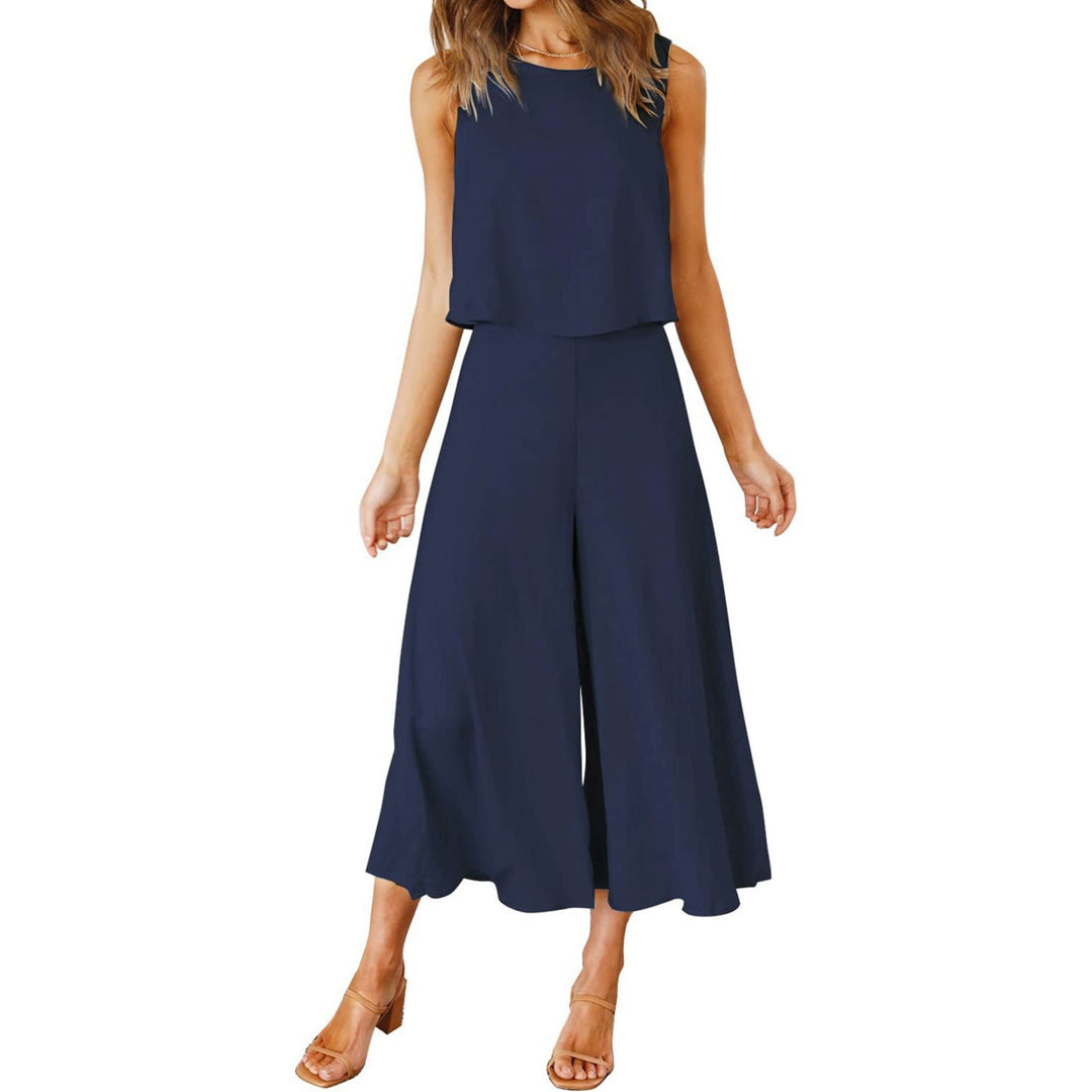 Damen Luftiger Jumpsuit mit schwingendem Bein und ärmellosem Design Drune