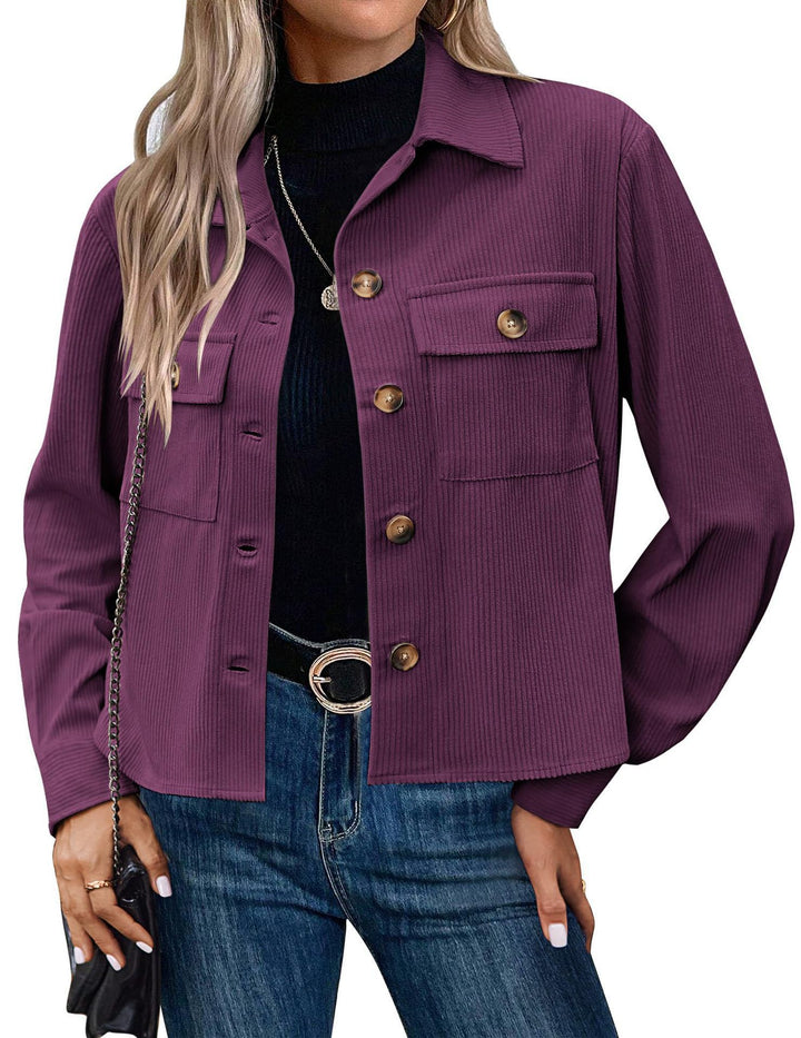 Damen lässige Utility-Jacke mit Patten und Knöpfen Drune