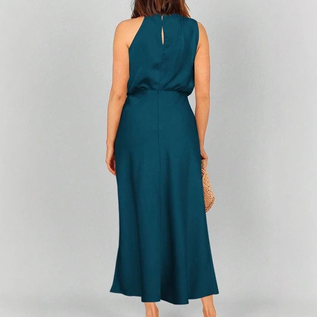 Damen Elegantes Trägerkleid mit drapiertem Oberteil und A-Linien-Schnitt Drune