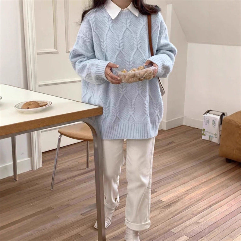 Damen Strickpullover mit Zopfdesign und lässigem Schnitt Drune