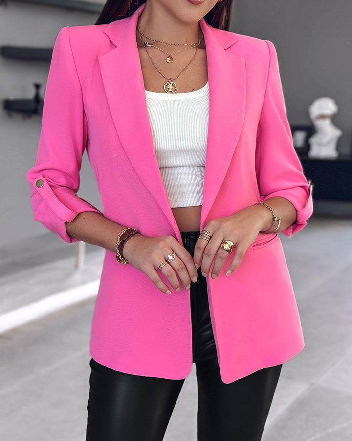 Damen Modischer Blazer mit aufrollbaren Ärmeln und feinem Schnitt Drune