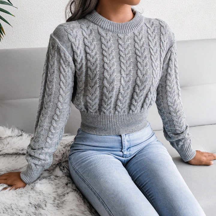 Damen kuscheliger Strickpullover mit detaillierter Zopfmusterung und tailliertem Schnitt Drune