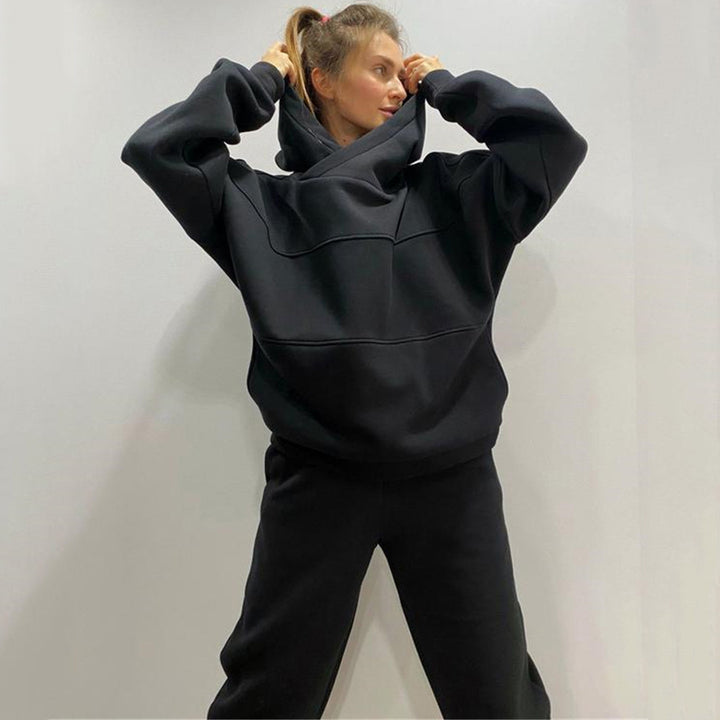 Damen Sportliches Kapuzen-Sweatshirt und Jogginghose Set Drune