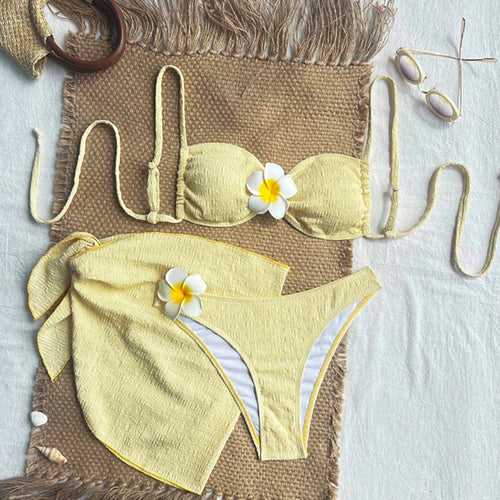 Damen Badeanzug-Set mit elegantem Bandeau-Oberteil und hoch geschnittenem Unterteil Drune