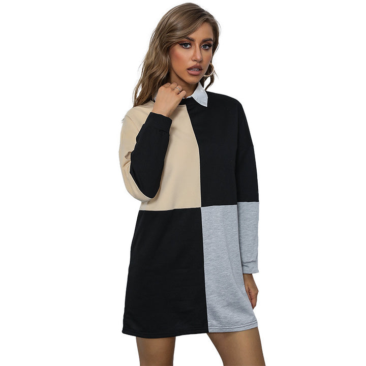 Damen lässiges Kleid mit kontrastierenden Farbblock-Design Drune