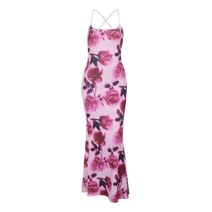 Damen Sommerliches Maxikleid mit floralem Druck und dünnen Trägern Drune