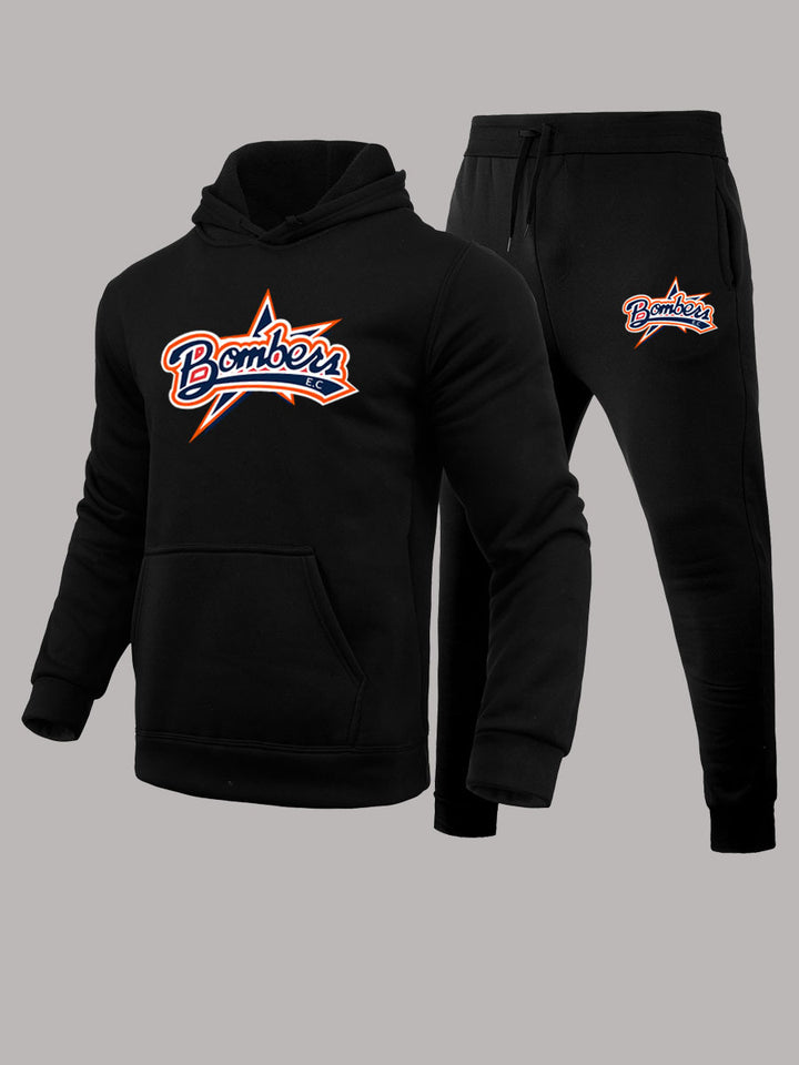 Herren Kapuzenpullover und Jogginghose Set mit sportlichem Logo-Design Drune