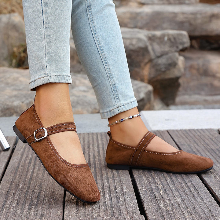 Damen Bequeme Ballerinas mit verstellbarem Riemchen Drune