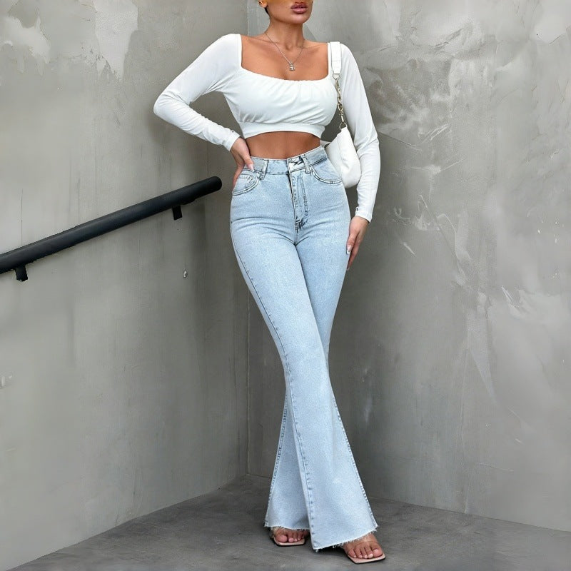 Damen Flared Jeans mit hohem Bund und lässigem Schnitt Drune